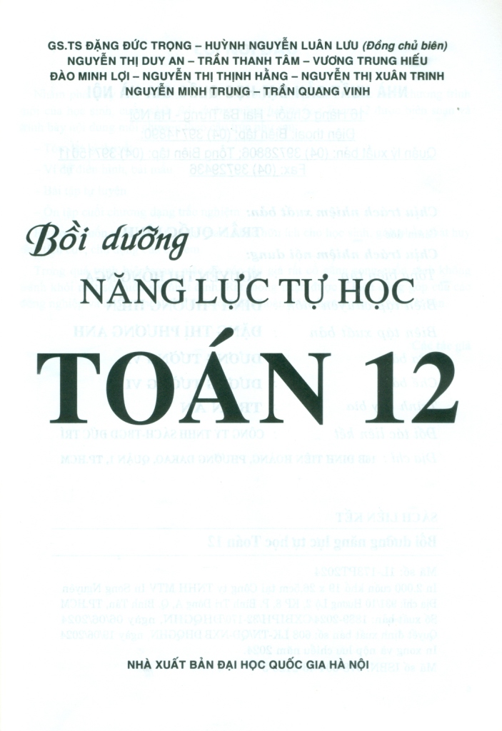 BỒI DƯỠNG NĂNG LỰC TỰ HỌC TOÁN LỚP 12 (Biên soạn theo chương trình GDPT mới)